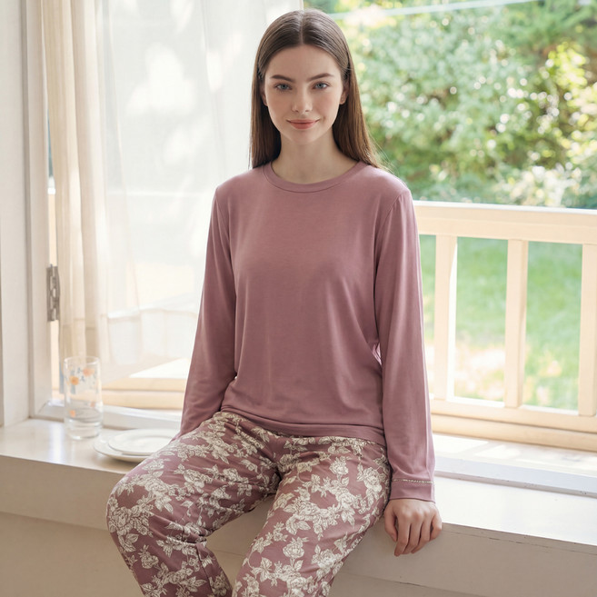 로라애슐리 여성용 통기성 Pollingtonroses 모달텐셀 라운지 상하의 세트