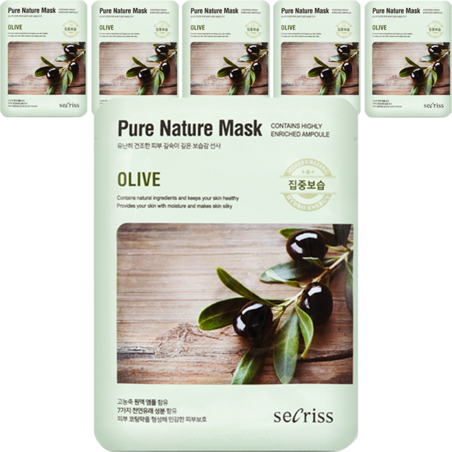 안스킨 시크리스 퓨어 네이처 마스크팩 올리브 25ml, 6개, 1개입