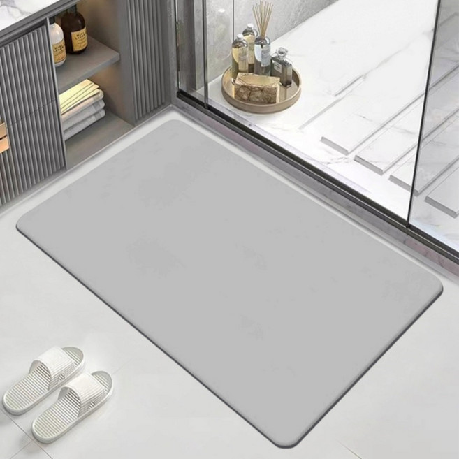 갠지라이프 깔끔 무지 규조토 발매트 사각, 그레이