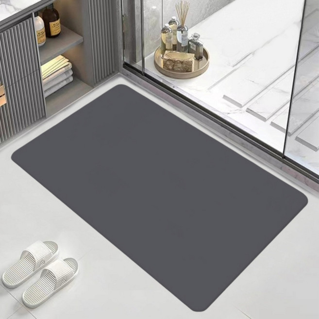 갠지라이프 깔끔 무지 규조토 발매트 사각, 차콜