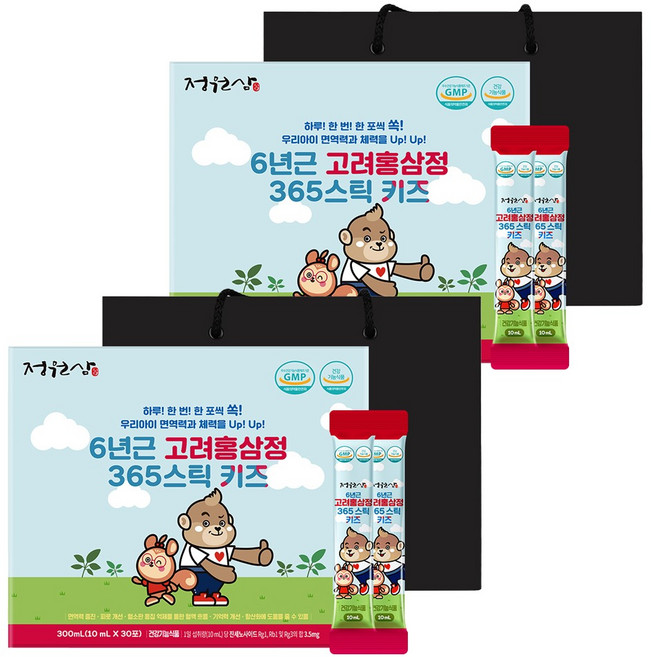 정원삼 6년근 고려홍삼정 365 스틱 키즈 30포 + 쇼핑백, 300ml, 2개