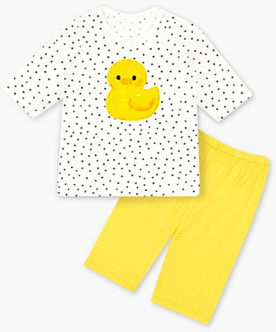 유니프랜드 아동용 삐약이 자가드 7부 내의 세트