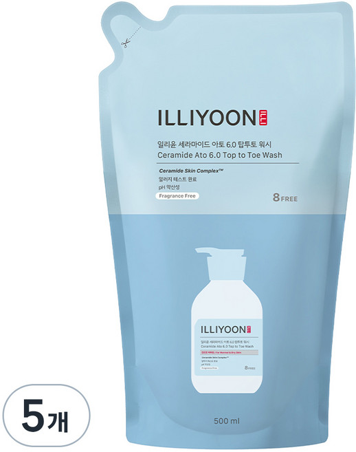 일리윤 세라마이드 아토 6.0 탑투토 워시 리필형, 5개, 500ml