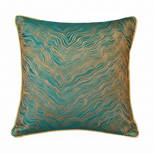 歐式奢華波紋金絲刺繡沙發抱枕套, 綠色