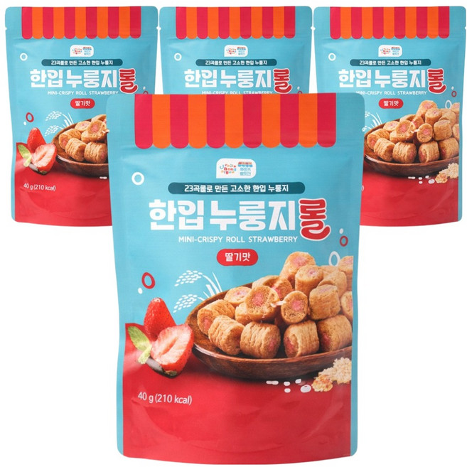 水果磨坊 一口鍋巴捲 草莓口味, 40g, 4個