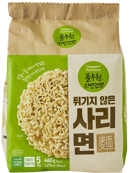 풀무원 자연건면 튀기지 않는 사리면 92g, 5개
