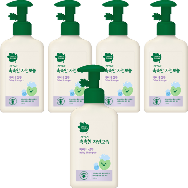 그린핑거 촉촉한 자연보습 베이비 샴푸, 320ml, 5개