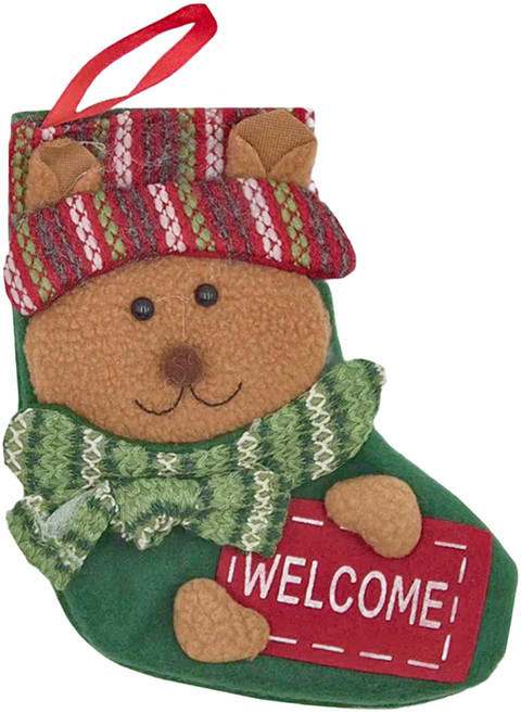 拿英文牌 聖誕襪 聖誕裝飾品, 鹿 綠色, 1個