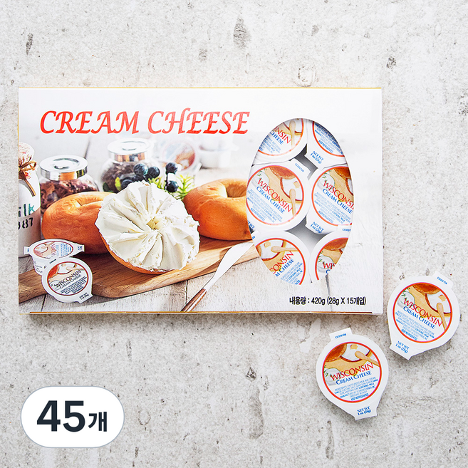 위스콘신 크림치즈, 28g, 15개입, 3개