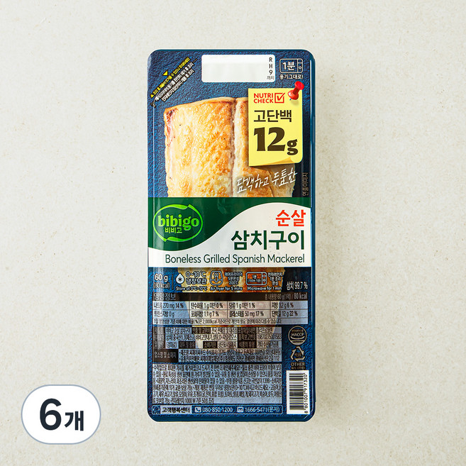 비비고 고단백 순살 삼치구이, 60g, 6개