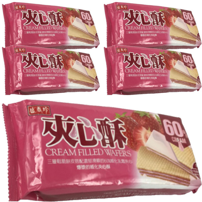 盛香珍 夾心酥 草莓口味, 160g, 5包