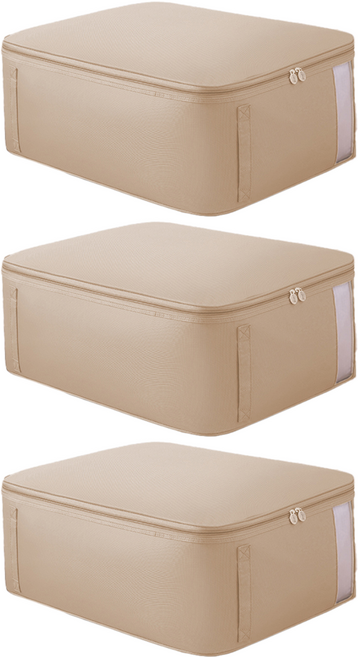 리빙공감 대용량 의류 이불 수납 정리 파우치, 아이보리, 3개