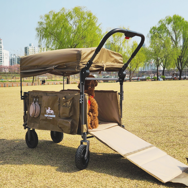 캠프365 파파웨건 더독 그린 몬스터 애견개모차, 그린카키, 1개