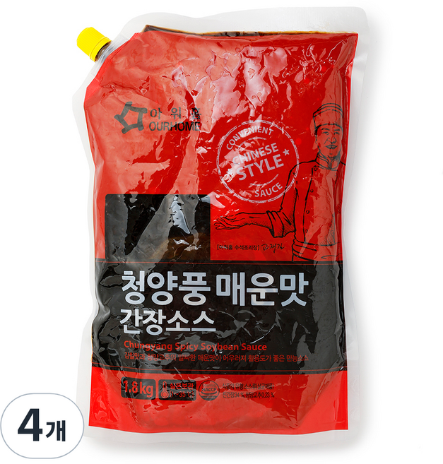 아워홈 청양풍 매운맛 간장소스, 1.8kg, 4개