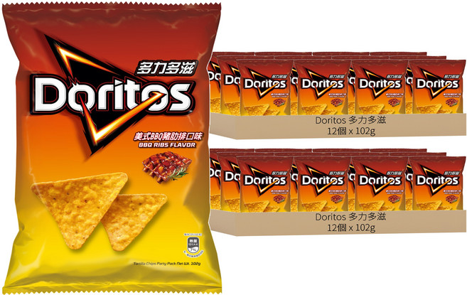Doritos 多力多滋 美式BBQ 豬肋排口味玉米片, 102g, 24包