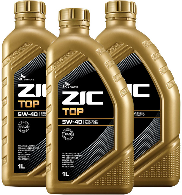 지크 탑 엔진오일, 3개, 5w40, 1L