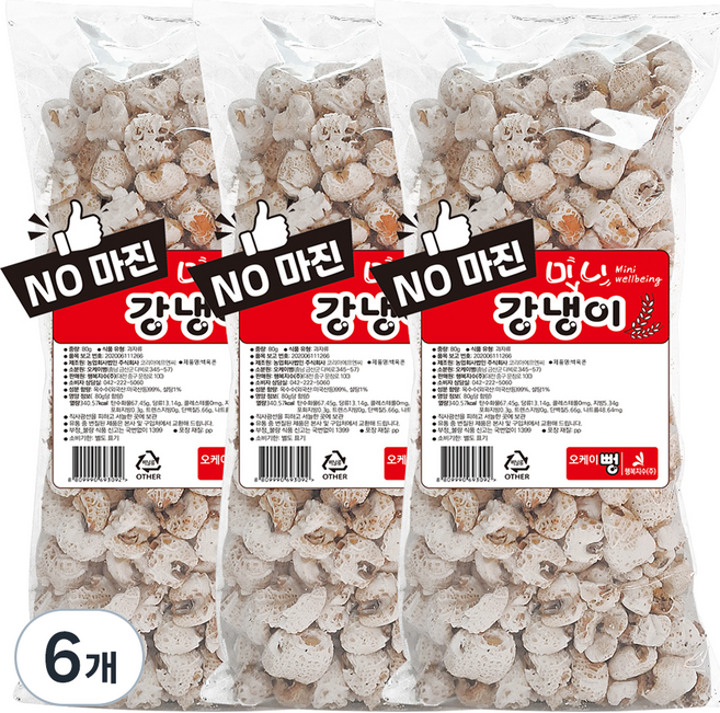 오케이뻥 미니 강냉이, 80g, 6개