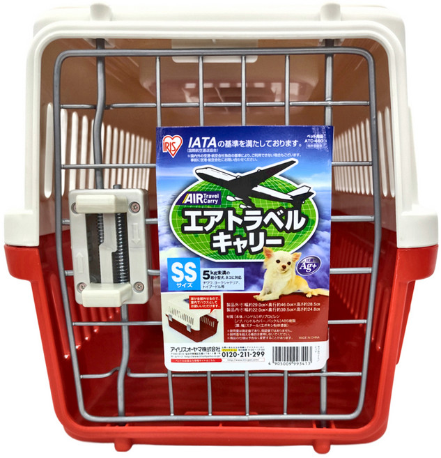 IRIS OHYAMA 愛麗思歐雅瑪 航空運輸籠 ATC460, 白/赤色, 1個