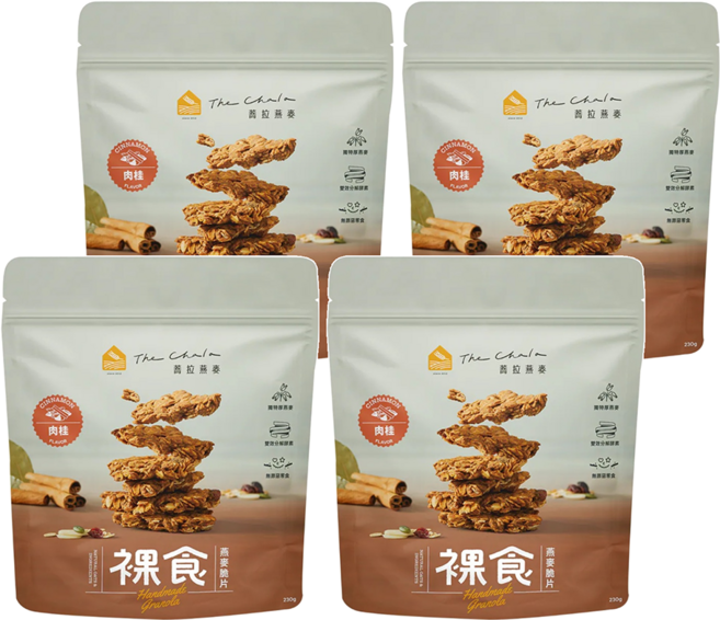 The Chala 蕎拉燕麥 裸食燕麥脆片 肉桂, 230g, 4包