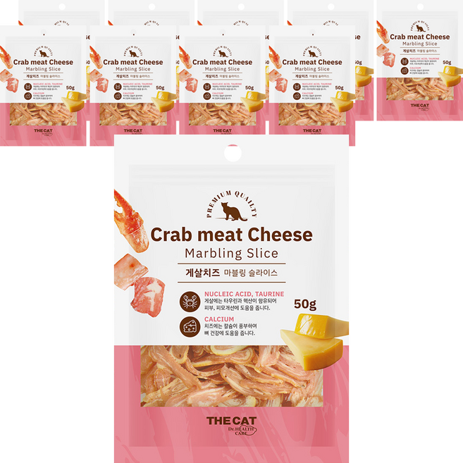 더캣 고양이 마블링 슬라이스 간식, 혼합맛(게살/치즈), 50g, 10개