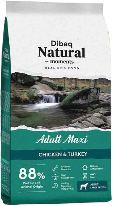 Dibaq Natural moments 自然嗑犬糧 大型成犬 關節保健配方, 雞肉 + 火雞肉, 300g, 1包