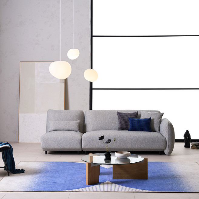 리바트 그래블 패브릭 오픈형 4인용 소파 좌형 2500 방문설치, 엘리펀트 실 그레이