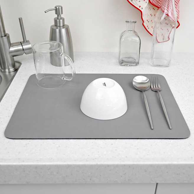 키친유 규조토 식기건조 매트, 라이트그레이, 1개, 1단
