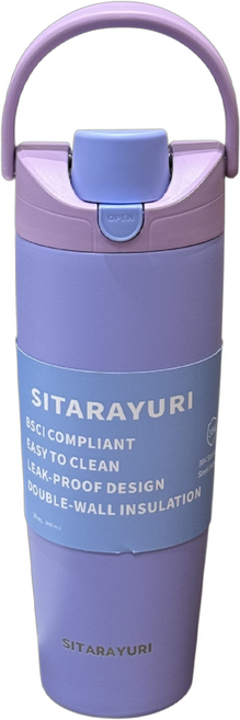 Sitarayuri 304不鏽鋼雙飲保溫杯 ZF-075, 紫色, 1個, 900ml