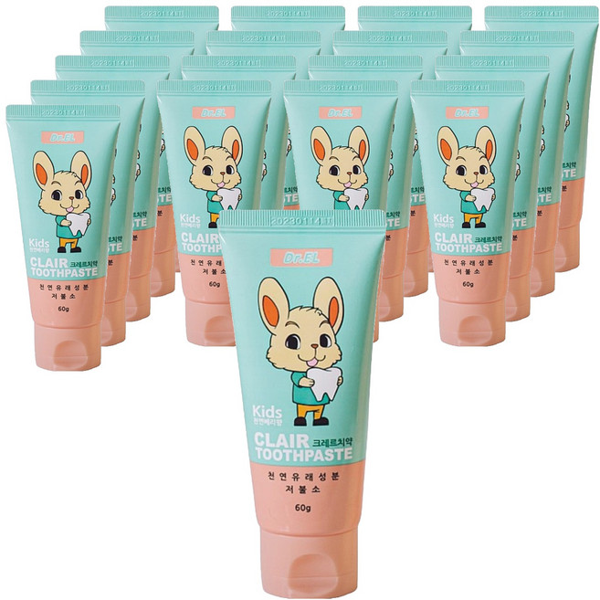 닥터이엘 키즈 28탁 크레르 저불소 치약, 60g, 18개