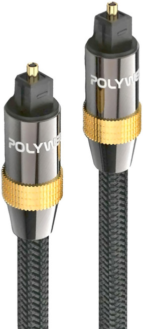POLYWELL 寶利威爾 Toslink數位光纖線 公對公 SPDIF 音源線 PW15-W25-B003, 鈦灰色 + 金色 + 黑色, 1條, 3m