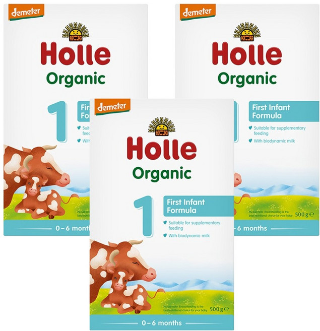 홀레 유기농 분유 1단계 0~6개월, 500g, 3개