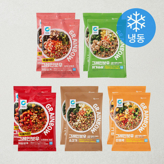 청정원 그레인보우 소고기 200g 2p + 닭가슴살 200g 2p + 단호박 200g 2p + 스리라차치킨 200g 2p + 갈릭쉬림프 200g 2p (냉동), 2kg, 1세트