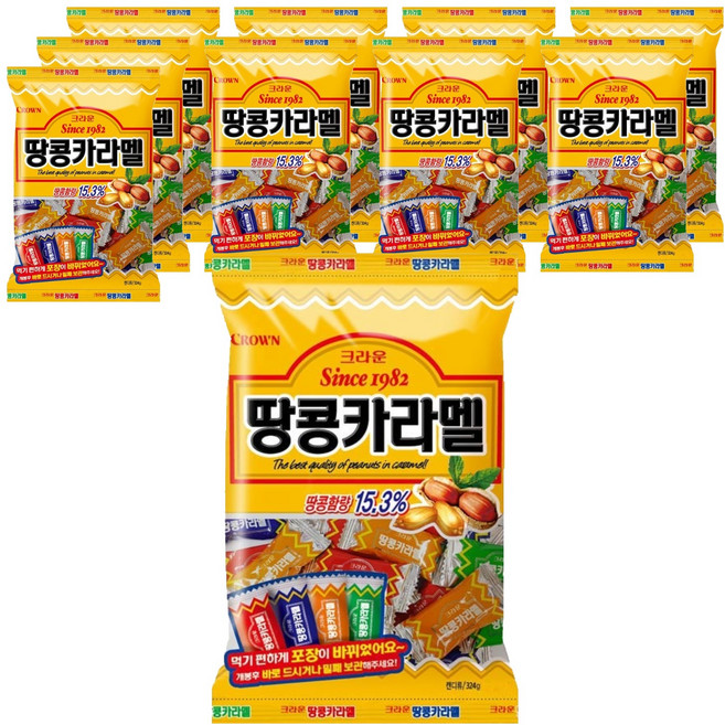 크라운 땅콩카라멜, 324g, 10개