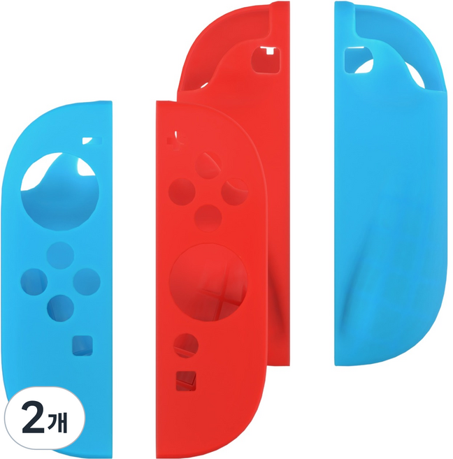 호후 그립잇 닌텐도 스위치2 조이콘 컨트롤러 실리콘 그립 케이스 커버, 블루 + 레드, 2개