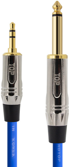 HDtop 韓國製3.5立體聲5.5單聲道連接線 5m, 藍色, 1個, HT-TP3715