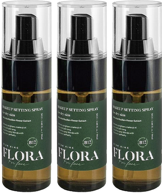 STAR KING 星之冠 FLORA 水感保濕定妝噴霧 乾性肌 50ml, 3瓶