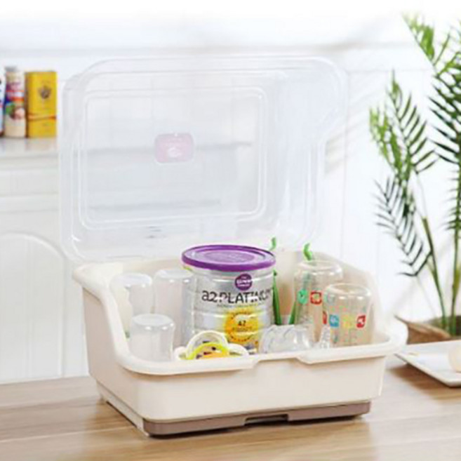 윈프라이스 서랍형 물받침 식기건조대, 1단, 베이지, 1개