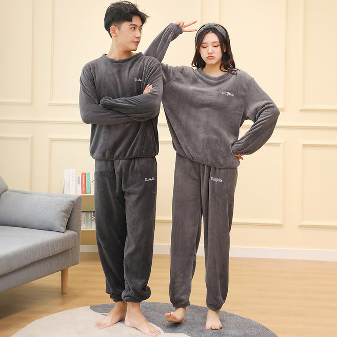 엘쏘 파스텔 극세사 수면 파자마 상하의 세트