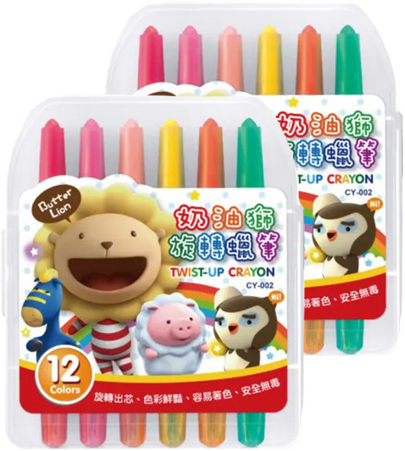 SIMBALION 雄獅 奶油獅旋轉蠟筆 CY-002, 12色, 2盒