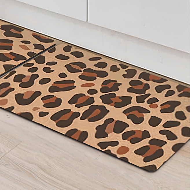 半島良品 天然軟木防滑防霉地墊, 豹紋 咖啡色, 1個
