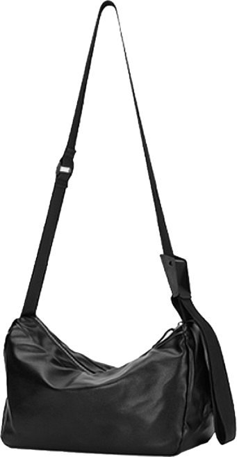 ADDEDIT Essential 皮革斜背包, 黑色