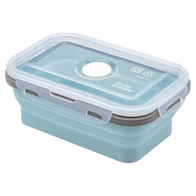 cook power 鍋寶 可微波矽膠摺疊保鮮盒 640ml, 湖水綠, 1個
