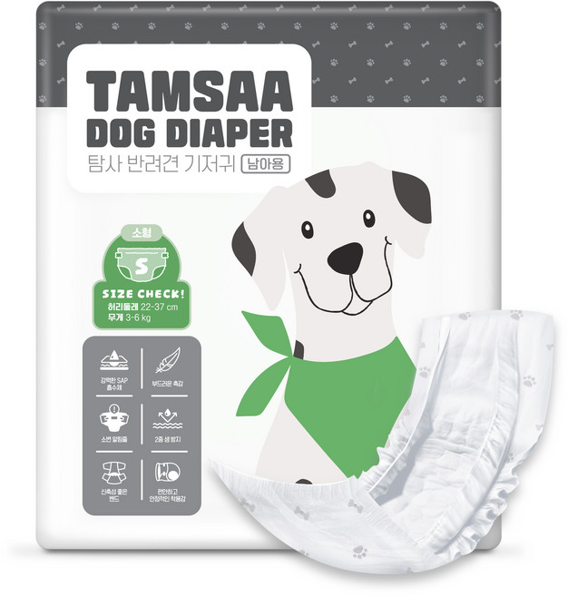 탐사 반려동물 남아용 기저귀, 소형, 1개, 30개입
