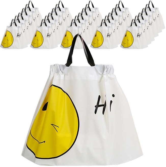 쿠넬 스마일 포장 비닐 봉투 쇼핑백 대형 40 x 30 cm, 옐로우, 100개