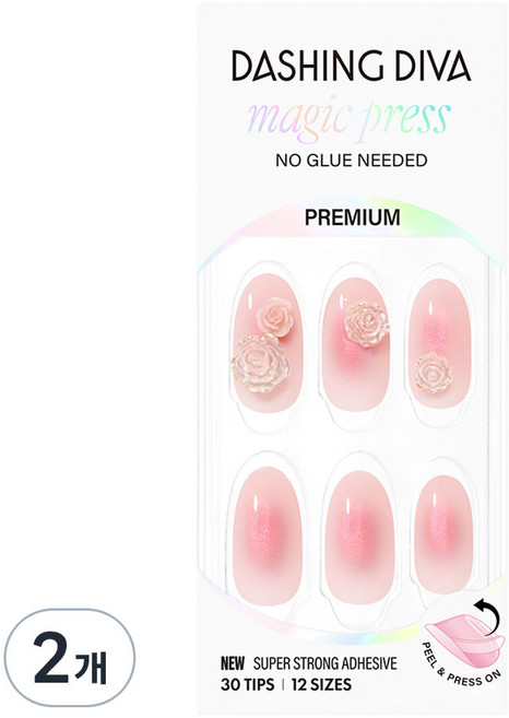 데싱디바 매직프레스 네일팁, 2개, 블러쉬 베일