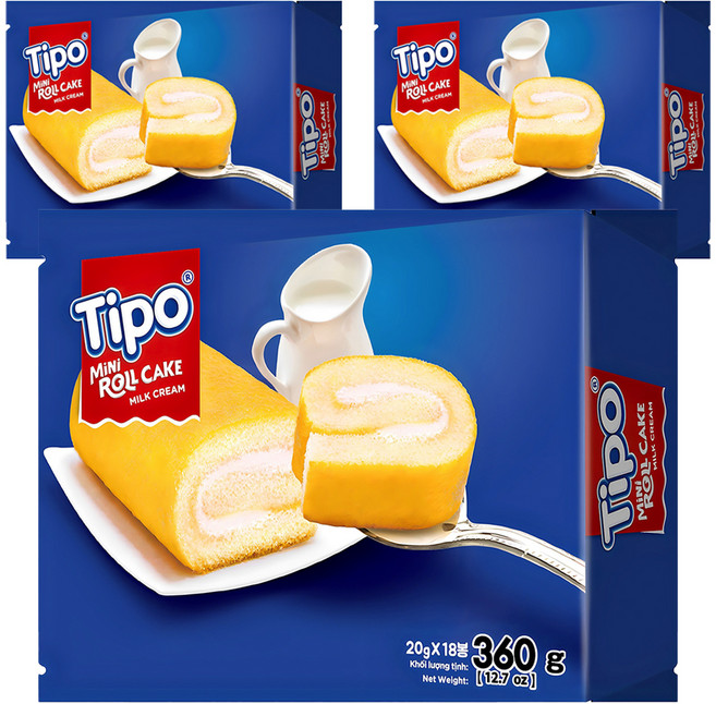 Tipo 迷你蛋糕捲 18入, 360g, 3盒