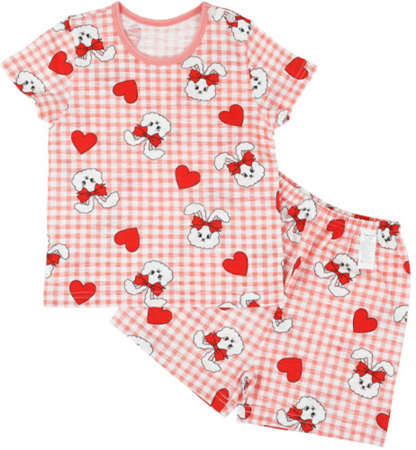 메이키즈 여아용 통기성 러브레빗 5부 슬럽 상하의 세트