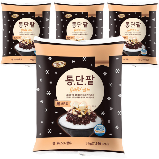 (주)동서 리치스 통단팥 골드파우치, 3kg, 4개