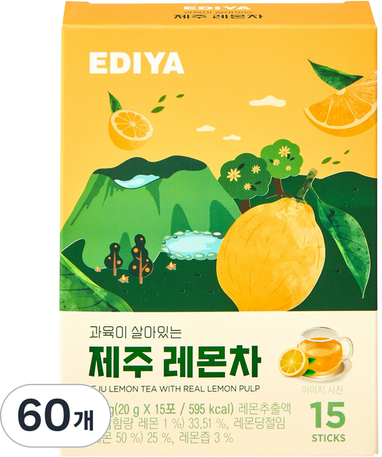 EDIYA COFFEE 含有果肉的濟州檸檬茶, 20g, 60個