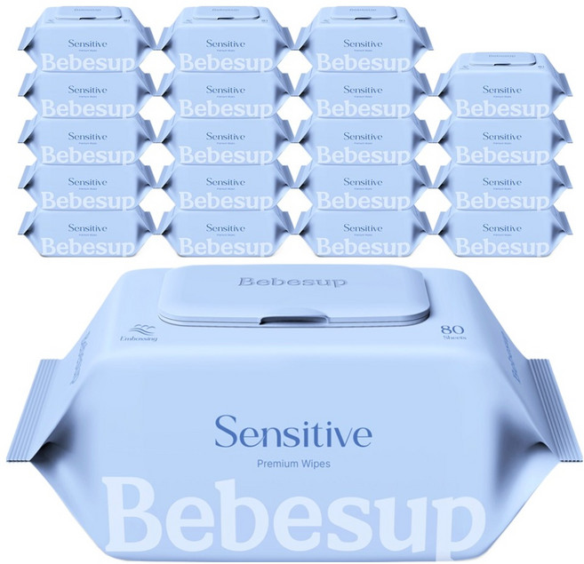 베베숲 센시티브 엠보싱 유아물티슈 캡형, 65g, 80개입, 20개
